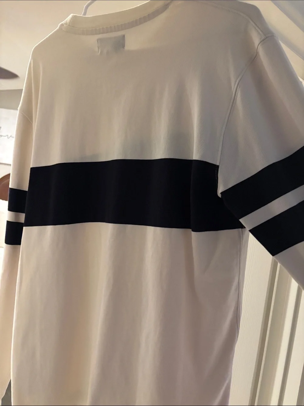 J. Crew Cream Crewneck Sweater with Navy Stripes